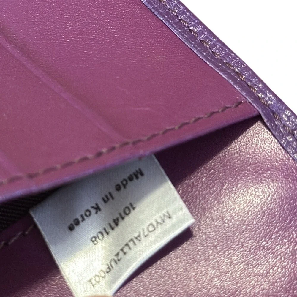 MCM Long Slim Wallet Purple Textured Leather Bifold Gold Logo Luxury